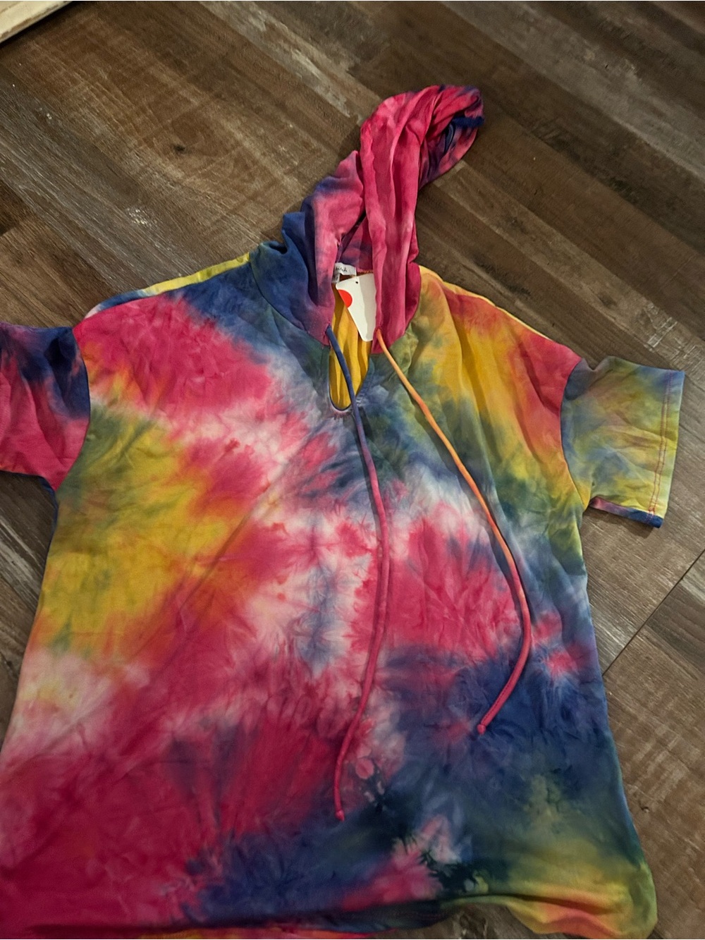 White Birch Womens Medium Tie Dye Thin Hoodie Sweatshirt Soft Boho Hippie Retro